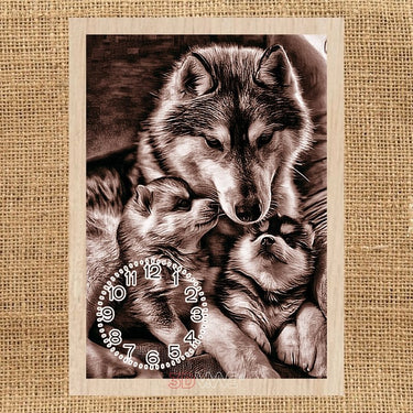 WOLVES CLOCK pyroprinter & laser-ready files 3DWave.us